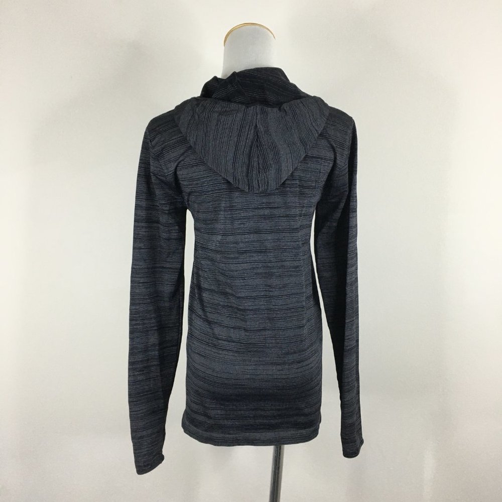 Fabletics Fitted Black Gray Striped Thumbholes Ho… - image 7